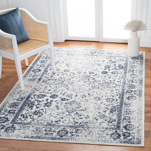 Safavieh Adirondack Ivory/Silver Area Rug - Elegant Power Loomed Design, Soft And Durable For Any Room Ivory ,Navy 55% Polypropylene, 40% Jute, 5% Polyester Adr109m-8sq