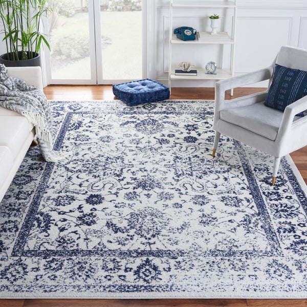 Safavieh Adirondack Ivory/Silver Area Rug - Elegant Power Loomed Design, Soft And Durable For Any Room Ivory ,Navy 55% Polypropylene, 40% Jute, 5% Polyester Adr109m-8sq