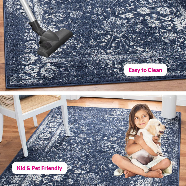 Safavieh Adirondack Ivory/Silver Area Rug - Elegant Power Loomed Design, Soft And Durable For Any Room Navy ,Ivory 55% Polypropylene, 40% Jute, 5% Polyester Adr109n-5r