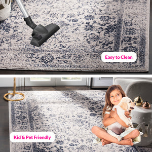 Safavieh Adirondack Elegant Turkish Ivory And Rose Rug - Timeless Floral Design For Modern Home Décor Grey ,Navy 60% Polypropylene  30% Jute  10% Polyester Adr109p-3r