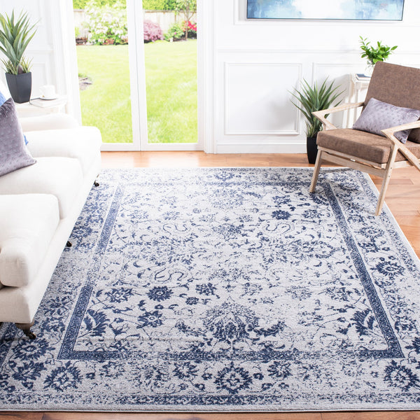 Safavieh Adirondack Transitional 2X3 Grey Navy Area Rug — Power-Loomed Turkey, Low-Profile 3/8" Pile, Durable Elegance ADR109P-2