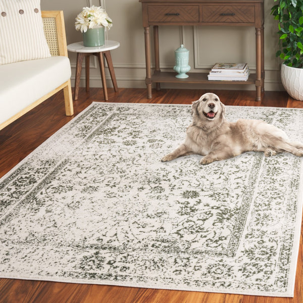 Safavieh Adirondack 109 Power Loomed Transitional Rug Ivory / Dark Green 5'-1" x 7'-6"