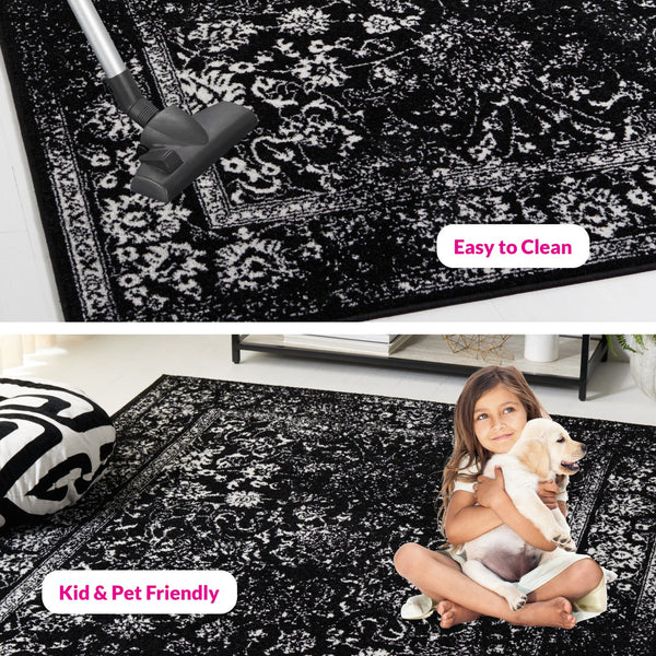 Safavieh Adirondack Ivory/Silver Area Rug - Elegant Power Loomed Design, Soft And Durable For Any Room Black ,Ivory 55% Polypropylene, 40% Jute, 5% Polyester Adr109z-8sq