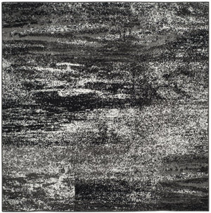Safavieh Adirondack Abstract Power Loomed Area Rug Low Pile Polypropylene Jute Modern Decor Silver Black 6'-7" x 6'-7" ADR112A-7SQ
