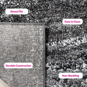 Safavieh Adirondack Abstract Power Loomed Area Rug Low Pile Polypropylene Jute Modern Decor Silver Black 6'-7" x 6'-7" ADR112A-7SQ