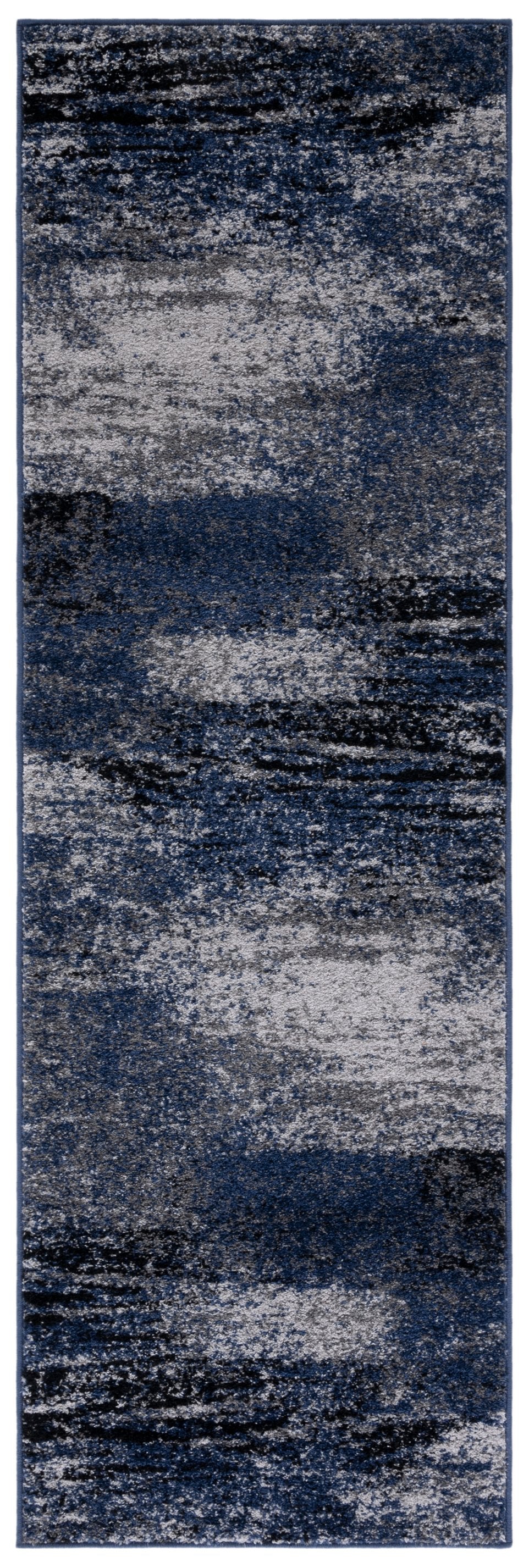 Safavieh Adricondack Narrow Runner 2'6"X20' Grey Blue Minimalist Abstract Rug - Low Pile, Durable Powerloomed Trailproof ADR112H-220
