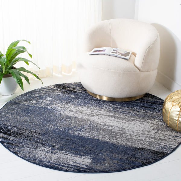Safavieh Adricondack Narrow Runner 2'6"X20' Grey Blue Minimalist Abstract Rug - Low Pile, Durable Powerloomed Trailproof ADR112H-220