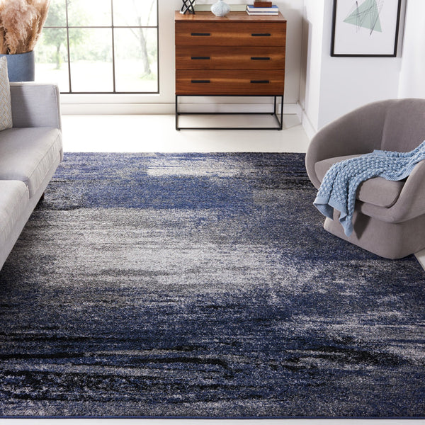 Safavieh Adricondack Narrow Runner 2'6"X20' Grey Blue Minimalist Abstract Rug - Low Pile, Durable Powerloomed Trailproof ADR112H-220