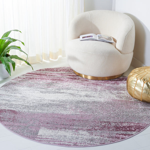 Safavieh Adricondack Low-Profile 6X8 Rug In Grey & Purple — Power‑Loomed Jute Blend, Modern Minimalist Accent (6X8) ADR112V-68