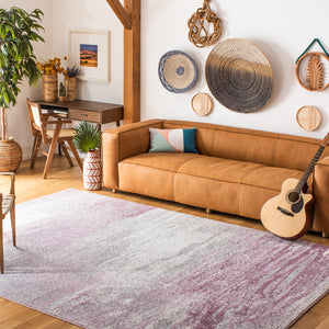 Safavieh Adricondack Low-Profile 6X8 Rug In Grey & Purple — Power‑Loomed Jute Blend, Modern Minimalist Accent (6X8) ADR112V-68