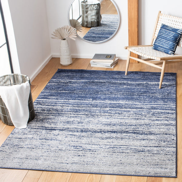 Safavieh Adirondack Runner Area Rug In Elegant Ivory And Silver - Perfect For Hallways And High-traffic Spaces Navy ,Grey 60% Polypropylene  30% Jute  10% Polyester Adr113e-11r