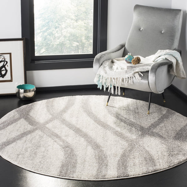 Safavieh Adirondack Round Cream Grey Area Rug — Low-Profile, Durable Power-Loomed Jute Blend For Calm Spaces 3'-0" x 3'-0" ADR125C-3R