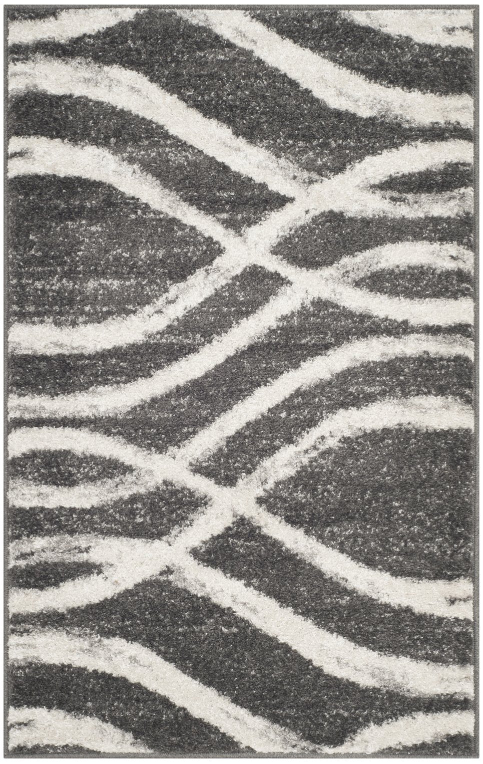 Safavieh Adirondack Charcoal Ivory Abstract Rug — Low 3/8" Pile, Power-Loomed Turkey, Durable Stylish Focal Point 6'-0" x 8'-0" ADR125R-68
