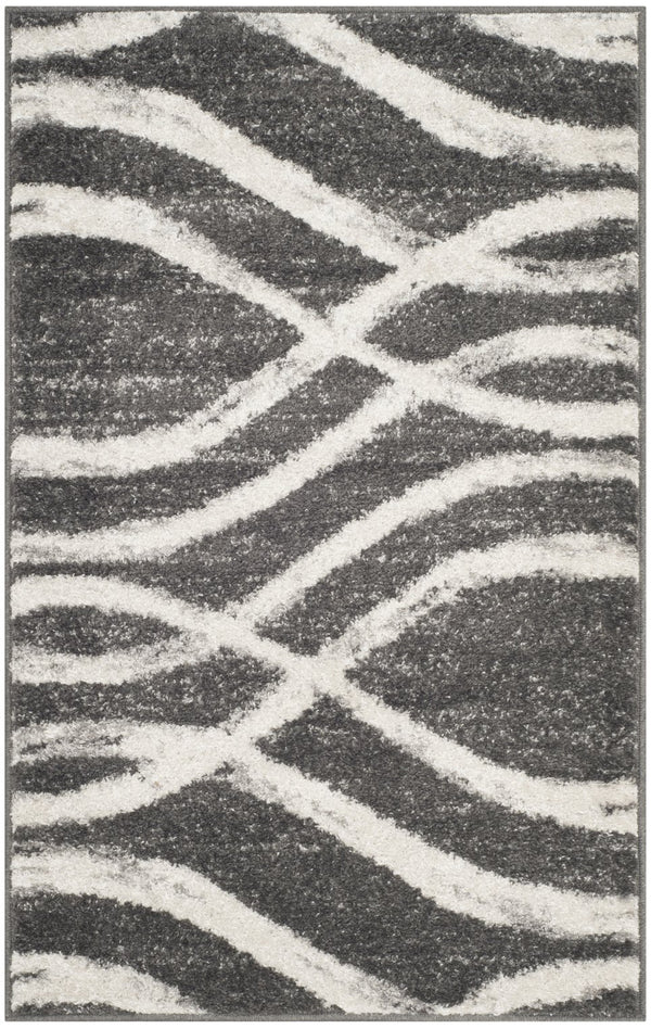 Safavieh Adirondack Charcoal Ivory Abstract Rug — Low 3/8" Pile, Power-Loomed Turkey, Durable Stylish Focal Point 6'-0" x 8'-0" ADR125R-68