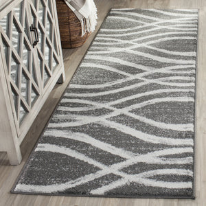 Safavieh Adirondack Charcoal Ivory Abstract Rug — Low 3/8" Pile, Power-Loomed Turkey, Durable Stylish Focal Point 6'-0" x 8'-0" ADR125R-68