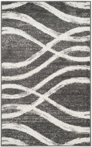 Safavieh Adirondack Charcoal Ivory Abstract Rug — Low 3/8" Pile, Power-Loomed Turkey, Durable Stylish Focal Point 6'-0" x 8'-0" ADR125R-68