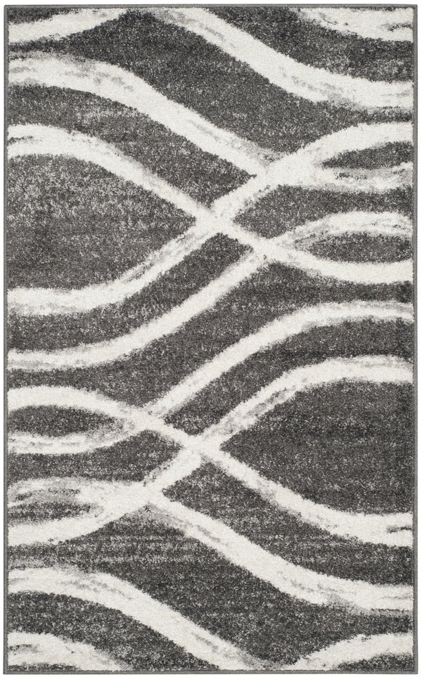 Safavieh Adirondack Charcoal Ivory Abstract Rug — Low 3/8" Pile, Power-Loomed Turkey, Durable Stylish Focal Point 6'-0" x 8'-0" ADR125R-68