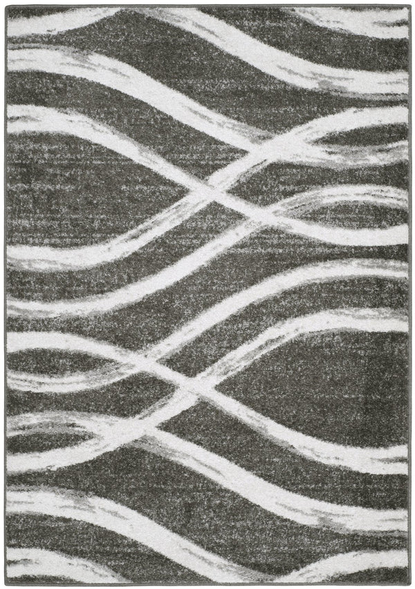 Safavieh Adirondack Charcoal Ivory Abstract Rug — Low 3/8" Pile, Power-Loomed Turkey, Durable Stylish Focal Point 6'-0" x 8'-0" ADR125R-68