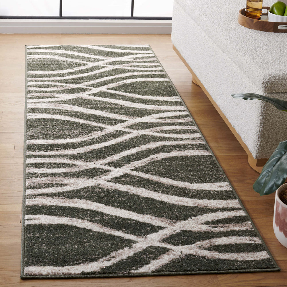 Safavieh Adirondack Contemporary Square Rug In Dark Green & Ivory — Low-Profile Power-Loomed Durability For Modern Spaces 8'-0" x 8'-0" ADR125Y-8SQ