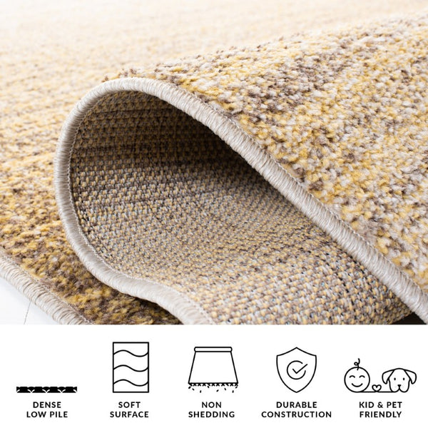 Safavieh Adirondack Sunburst Striped Round Area Rug in Gold Ivory Low Pile Polypropylene Jute 4'-0" x 4'-0" Square ADR142D-4SQ