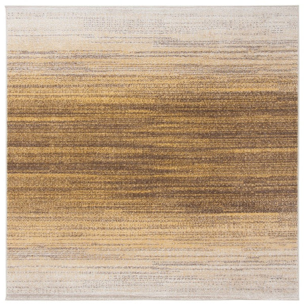 Safavieh Adirondack Sunburst Striped Round Area Rug in Gold Ivory Low Pile Polypropylene Jute 4'-0" x 4'-0" Square ADR142D-4SQ