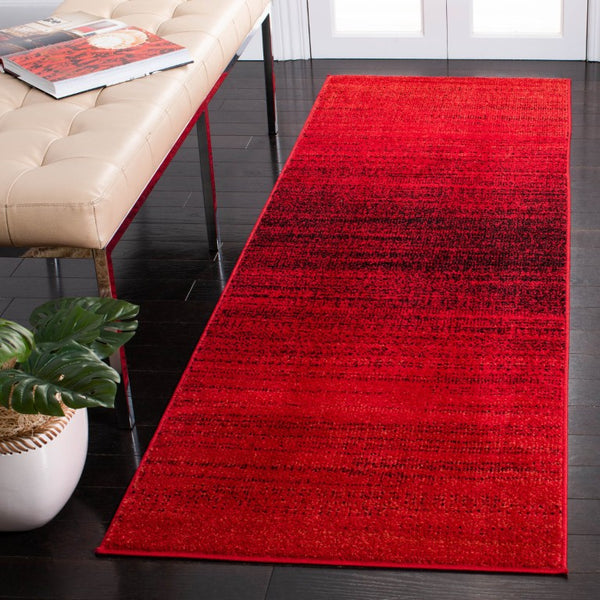 Safavieh Adirondack Geometric Runner Rug Bold Red Black Low Pile Hallway Entryway Accent 2'-6" x 10'-0" ADR142Q-210
