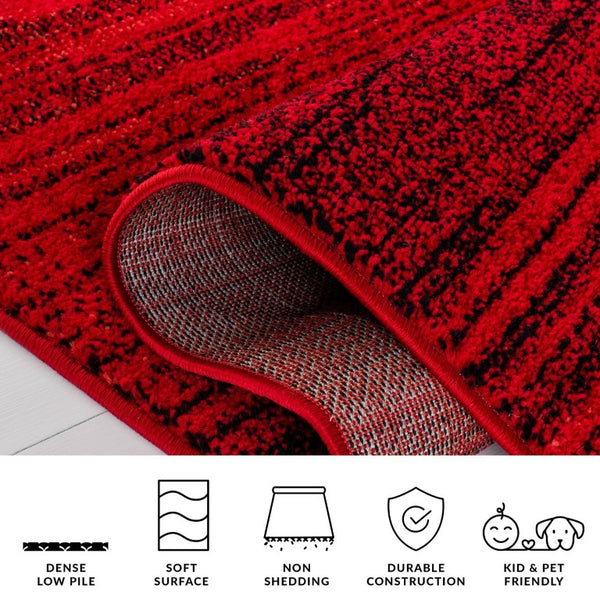 Safavieh Adirondack Geometric Runner Rug Bold Red Black Low Pile Hallway Entryway Accent 6'-0" x 8'-0" ADR142Q-68