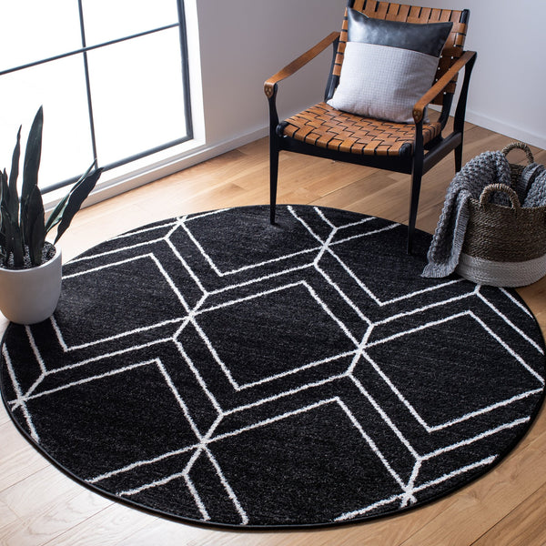 Safavieh Adirondack Modern Black & Ivory 6X8 Rug — Low-Profile 3/8" Durable Power-Loomed Turkish Area Rug ADR241Z-68