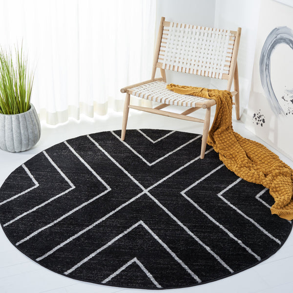 Safavieh Adirondack Bold Black & Light Grey Geometric Area Rug — Durable Jute Blend, Low-Profile Plush, Modern Focal Point 8'-0" x 8'-0" ADR251F-8SQ
