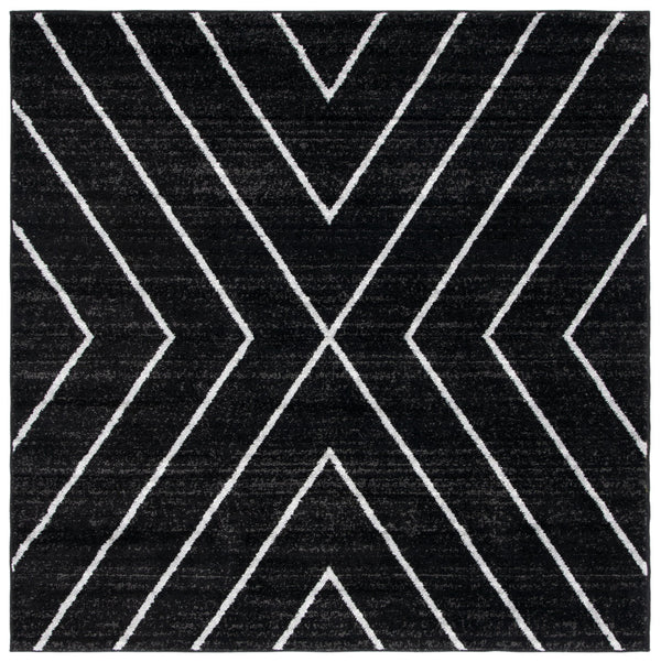 Safavieh Adirondack Bold Black & Light Grey Geometric Area Rug — Durable Jute Blend, Low-Profile Plush, Modern Focal Point 8'-0" x 8'-0" ADR251F-8SQ
