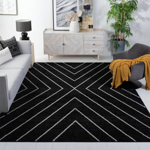 Safavieh Adirondack Transitional Area Rug - Elegant Geometric Design, Durable & Soft For Any Space Black ,Light Grey 60% Polypropylene  30% Jute  10% Polyester Adr251f-210