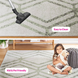 Safavieh Adirondack Modern Geometric Area Rug - Stylish, Durable & Oeko-tex Certified For Elegant Spaces Ivory ,Sage 55% Polypropylene,40% Jute,5% Polyester Adr253d-6r