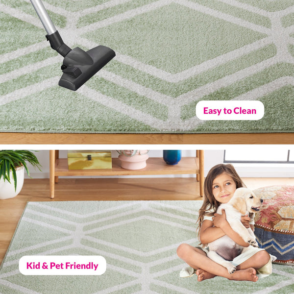 Safavieh Adirondack Modern Geometric Area Rug - Stylish, Durable & Oeko-tex Certified For Elegant Spaces Sage ,Ivory 55% Polypropylene,40% Jute,5% Polyester Adr253w-6r