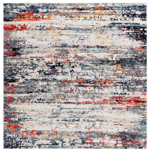 Safavieh Adirondack 290 Power Loomed 55% Polypropylene, 40% Jute, 5% Polyester Bohemian Rug Ivory / Navy Rust ADR290A-6SQ