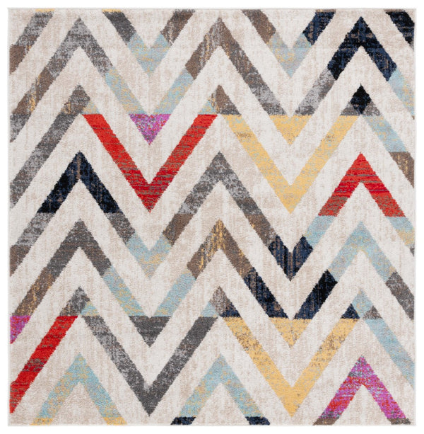 Safavieh Adirondack 291 Power Loomed 55% Polypropylene, 40% Jute, 5% Polyester Bohemian Rug Ivory / Grey Rust ADR291A-6SQ