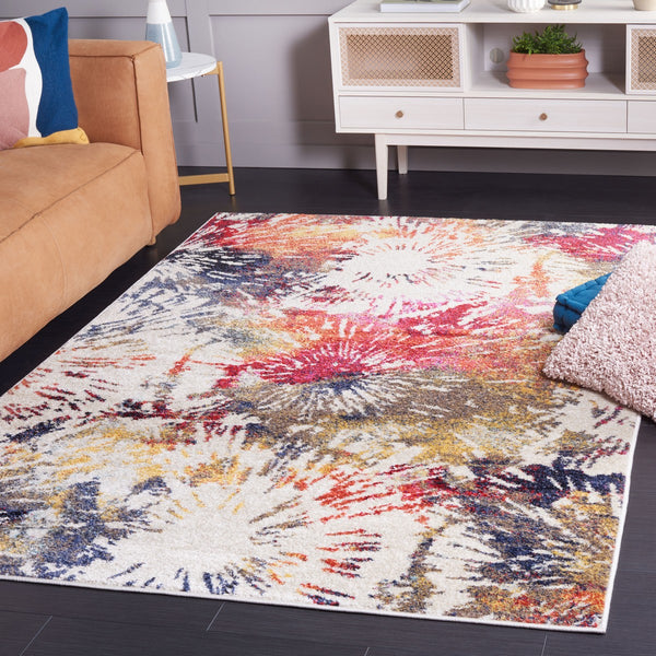 Safavieh Adirondack 292 Power Loomed 55% Polypropylene, 40% Jute, 5% Polyester Bohemian Rug Ivory / Fuchsia Gold ADR292A-9