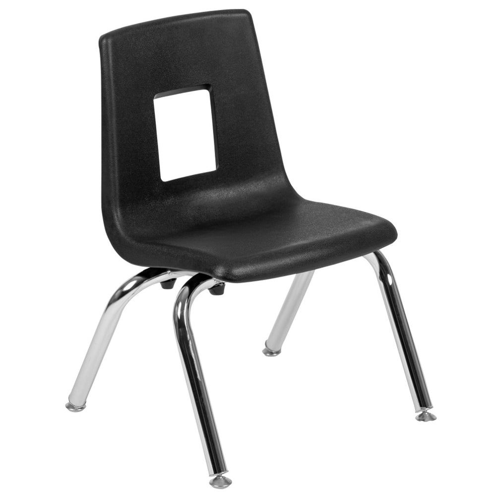 English Elm Mickey Ergonomic Student Stack Chair for Classrooms and Daycares - Durable, Space-Saving Design Black ADV-SSC-12BLK