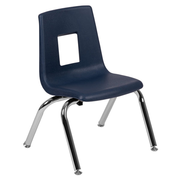 English Elm Mickey Ergonomic Student Stack Chair for Classrooms and Daycares - Durable, Space-Saving Design Navy ADV-SSC-12NAVY