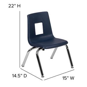 English Elm Mickey Ergonomic Student Stack Chair for Classrooms and Daycares - Durable, Space-Saving Design Navy ADV-SSC-12NAVY