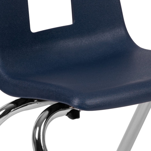 English Elm Mickey Ergonomic Student Stack Chair for Classrooms and Daycares - Durable, Space-Saving Design Navy ADV-SSC-12NAVY