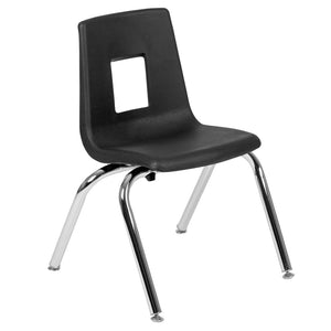 English Elm Mickey Advantage Student Stack Chair for Grades K-2 – Ergonomic, Durable, Space-Saving Design Black ADV-SSC-14BLK