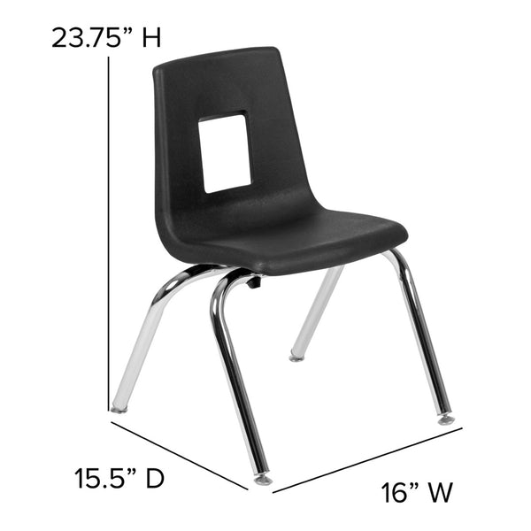 English Elm Mickey Advantage Student Stack Chair for Grades K-2 – Ergonomic, Durable, Space-Saving Design Black ADV-SSC-14BLK