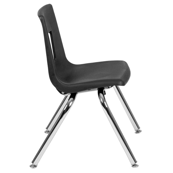 English Elm Mickey Advantage Student Stack Chair for Grades K-2 – Ergonomic, Durable, Space-Saving Design Black ADV-SSC-14BLK