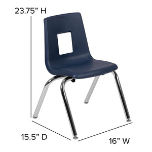 English Elm Mickey Advantage Student Stack Chair for Grades K-2 – Ergonomic, Durable, Space-Saving Design Navy ADV-SSC-14NAVY