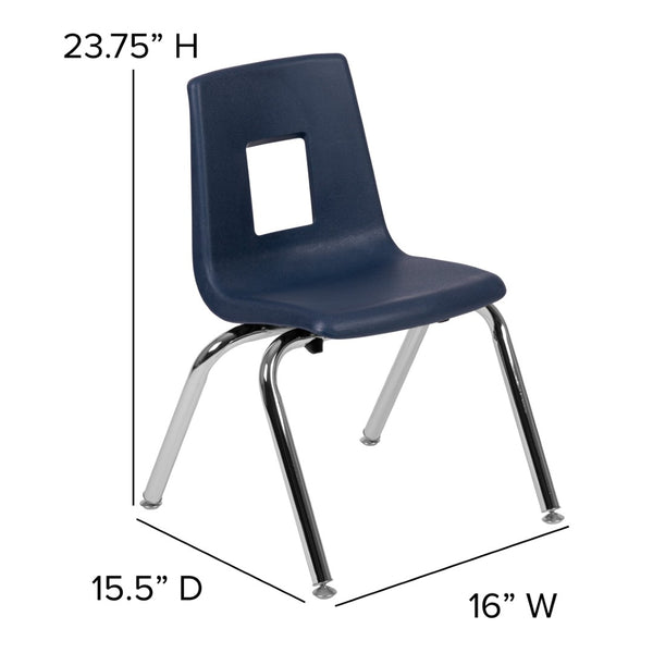 English Elm Mickey Advantage Student Stack Chair for Grades K-2 – Ergonomic, Durable, Space-Saving Design Navy ADV-SSC-14NAVY