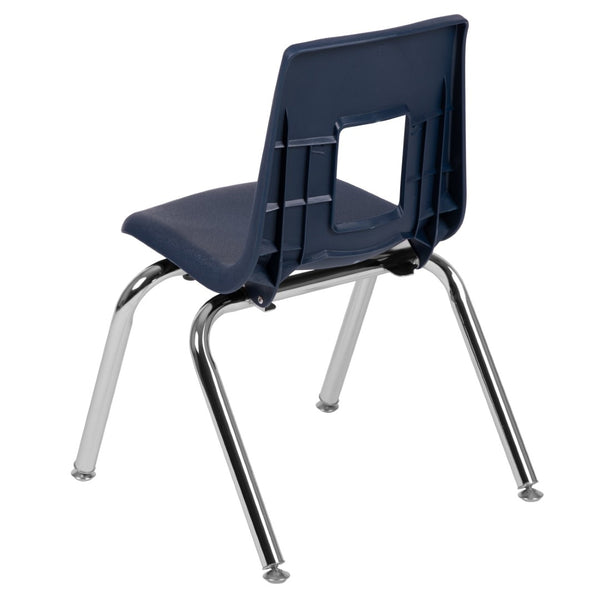 English Elm Mickey Advantage Student Stack Chair for Grades K-2 – Ergonomic, Durable, Space-Saving Design Navy ADV-SSC-14NAVY
