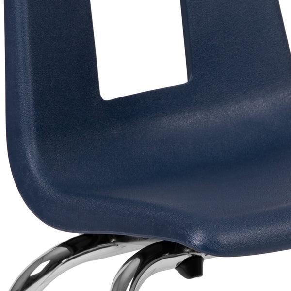 English Elm Mickey Advantage Student Stack Chair for Grades K-2 – Ergonomic, Durable, Space-Saving Design Navy ADV-SSC-14NAVY