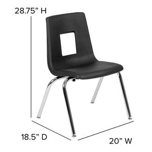 English Elm Mickey Stackable Student Chair for Classroom Comfort - Ergonomic Design, Durable, Space-Saving Solution Black ADV-SSC-16BLK