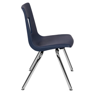 English Elm Mickey Stackable Student Chair for Classroom Comfort - Ergonomic Design, Durable, Space-Saving Solution Navy ADV-SSC-16NAVY