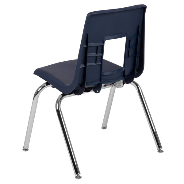 English Elm Mickey Stackable Student Chair for Classroom Comfort - Ergonomic Design, Durable, Space-Saving Solution Navy ADV-SSC-16NAVY